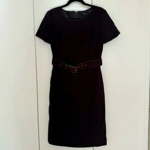 Alex Marie Black Belted Short Sleeve Business Dress in Size 4